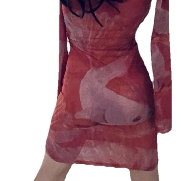 RAMONA LaRUE by Arianne NWT Adele FIGHTER FISH Print Tattoo Mesh DRESS XS / S - Picture 12 of 16